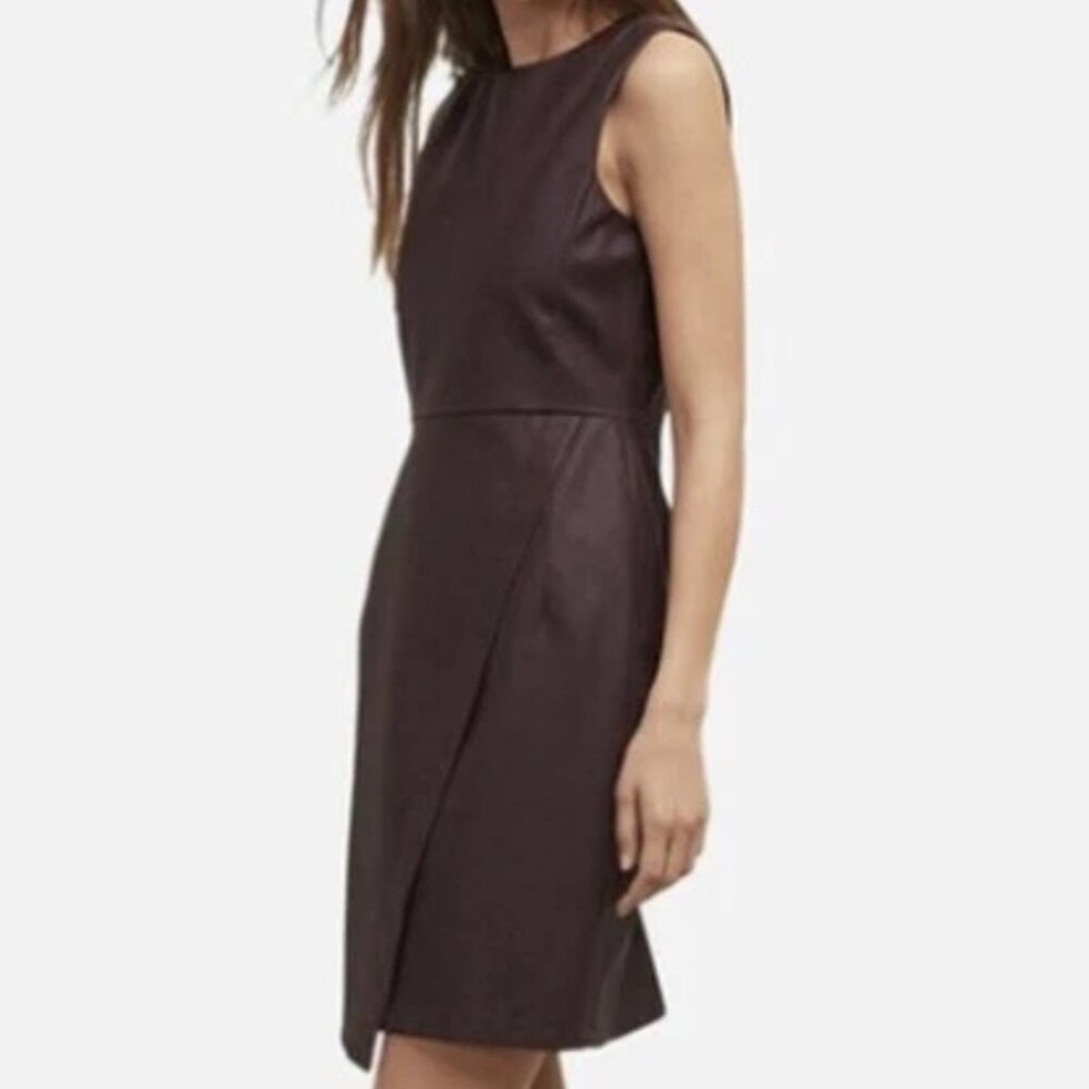 Kenneth Cole Faux Leather Plum Color Sleeveless Dress